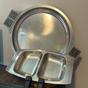 Vintage Mid-century Stainless Serving Trays (2)